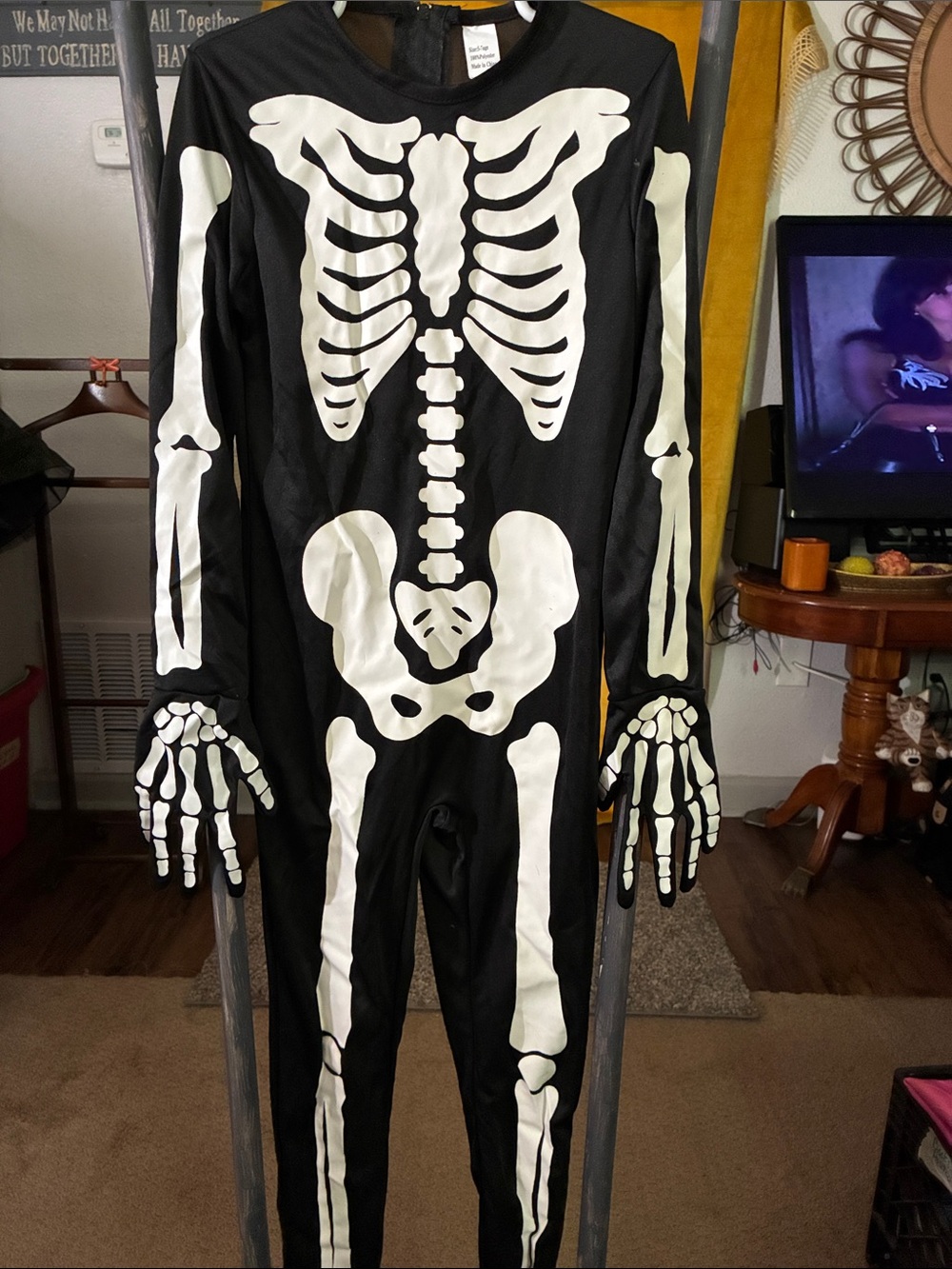 Black & White Kids Skeleton Jumpsuit Costume
